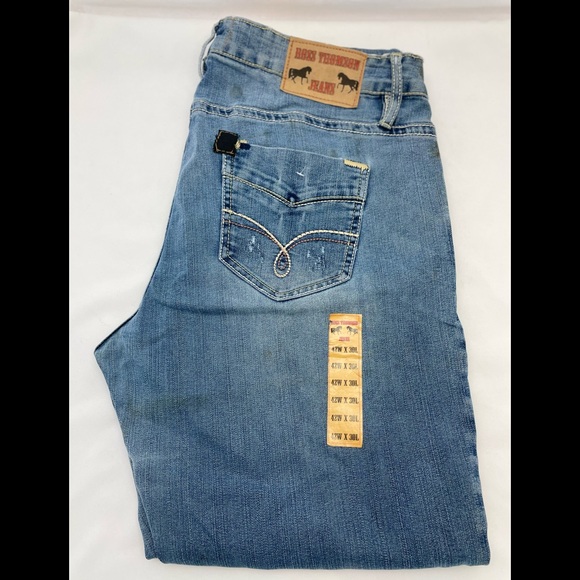 Ross Thomson Denim Jeans Blue Faded Distressed Straight NWT Men's 40 W x 29* - Picture 3 of 12